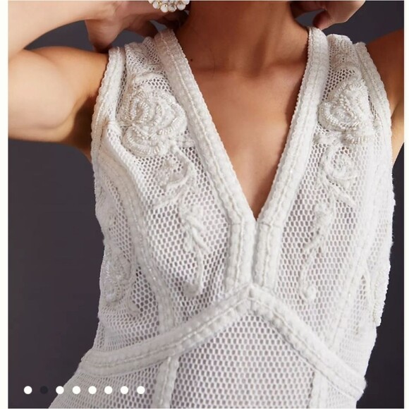 Not So Serious by Pallavi Mohan Deep V-Neck Mini Dress Sleeveless White Small - Picture 2 of 15